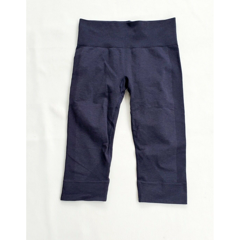 Lululemon Seamlessly Street Crop Heathered Naval Blue Seamless Leggings Size 8 - Picture 2 of 5
